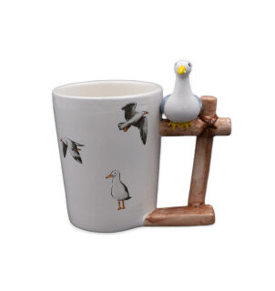 Ceramic Mug - Perched Seagull Handle