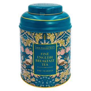 New English Teas - English Breakfast Tea 240 Tea Bags - Song Thrush and Berries Tin - Teal