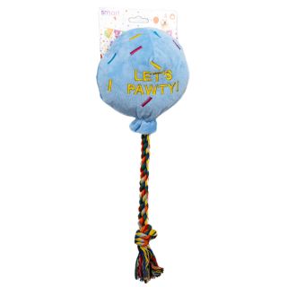 Smart Choice - Baloon Plush Dog Toy with Squeaker - "Lets Pawty!" Blue