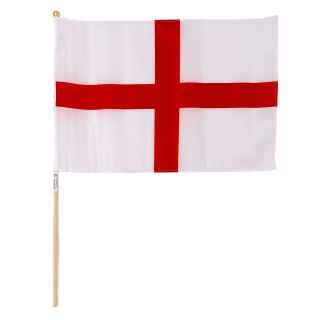 England - St. Georges - Hand Waving Flag 25cm x 45cm on a 60cm Wooden Stick