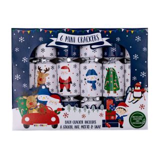 6 Mini Christmas Cracker -  Santa & Friends