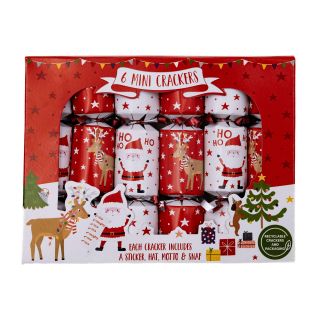 6 Mini Christmas Cracker -  Santa & Reindeer